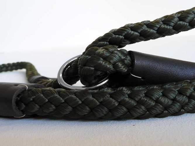 Dog Lead Olive Green Country Classic Deluxe Slip Lead, 16mm thick, 1m long